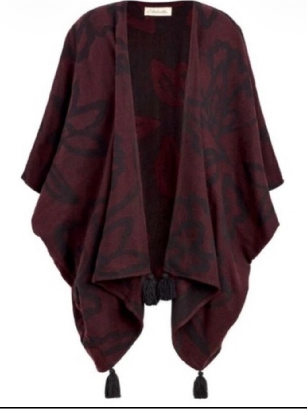 Cleobella Sevigny Bordeaux and Black Print Poncho